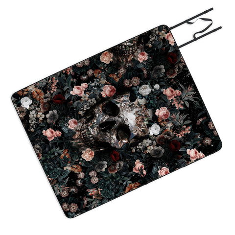 Burcu Korkmazyurek Skull and Floral Pattern Picnic Blanket