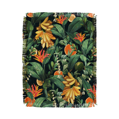 Burcu Korkmazyurek Tropical Orange Garden III Throw Blanket