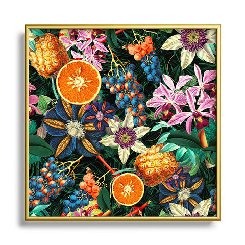 Burcu Korkmazyurek Tropical Orange Garden Metal Square Framed Art Print