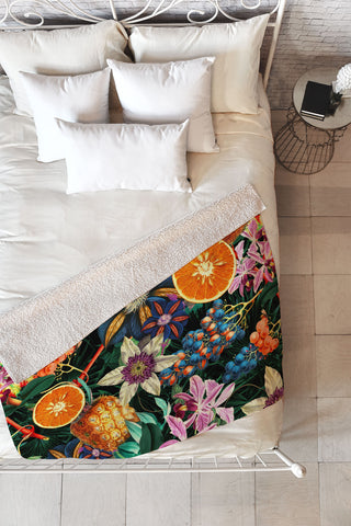 Burcu Korkmazyurek Tropical Orange Garden Fleece Throw Blanket