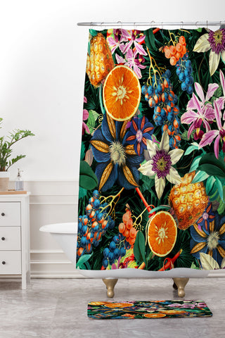 Burcu Korkmazyurek Tropical Orange Garden Shower Curtain And Mat