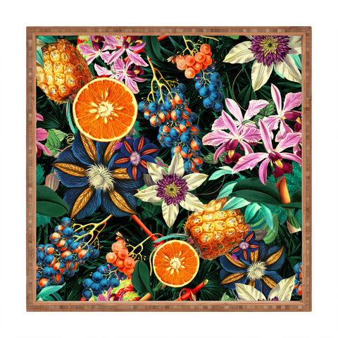 Burcu Korkmazyurek Tropical Orange Garden Square Tray