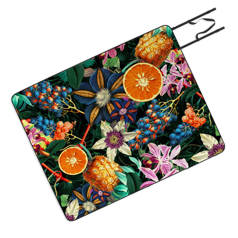 Burcu Korkmazyurek Tropical Orange Garden Picnic Blanket