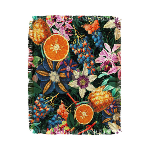 Burcu Korkmazyurek Tropical Orange Garden Throw Blanket