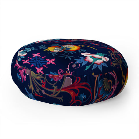 Burcu Korkmazyurek Victorian Midnight Floor Pillow Round
