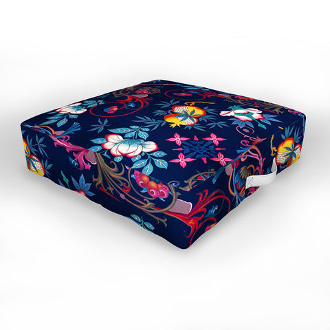 Burcu Korkmazyurek Victorian Midnight Outdoor Floor Cushion