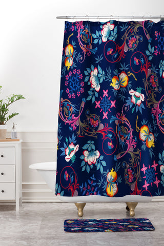 Burcu Korkmazyurek Victorian Midnight Shower Curtain And Mat