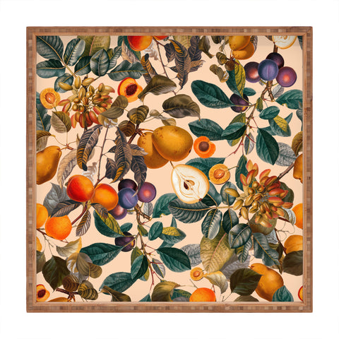 Burcu Korkmazyurek Vintage Fruit Pattern IX Square Tray