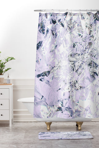 Caleb Troy Aluminum Lilac Shower Curtain And Mat