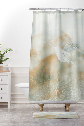 Caleb Troy Banff Gold Painted Christmas Shower Curtain And Mat