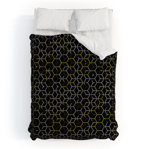 Caleb Troy Black And Yellow Beehive Duvet Cover