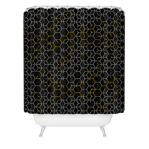 Caleb Troy Black And Yellow Beehive Shower Curtain
