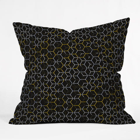 Caleb Troy Black And Yellow Beehive Outdoor Throw Pillow