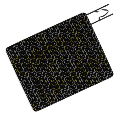 Caleb Troy Black And Yellow Beehive Picnic Blanket