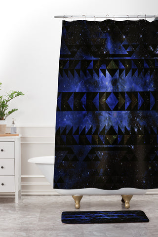 Caleb Troy Blue Stellar Dust Shower Curtain And Mat