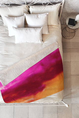 Caleb Troy Cherry Rose Painted Clouds Fleece Throw Blanket