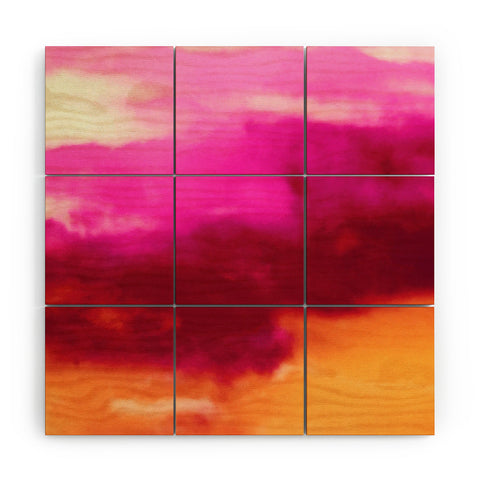 Caleb Troy Cherry Rose Painted Clouds Wood Wall Mural