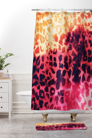 Caleb Troy Leopard Storm Fire Shower Curtain And Mat