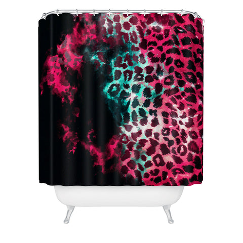 Caleb Troy Leopard Storm Pink Shower Curtain