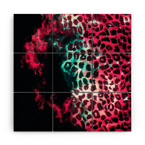 Caleb Troy Leopard Storm Pink Wood Wall Mural
