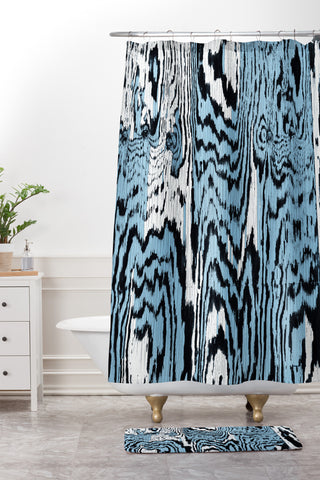 Caleb Troy Placid Blue Safari Shower Curtain And Mat
