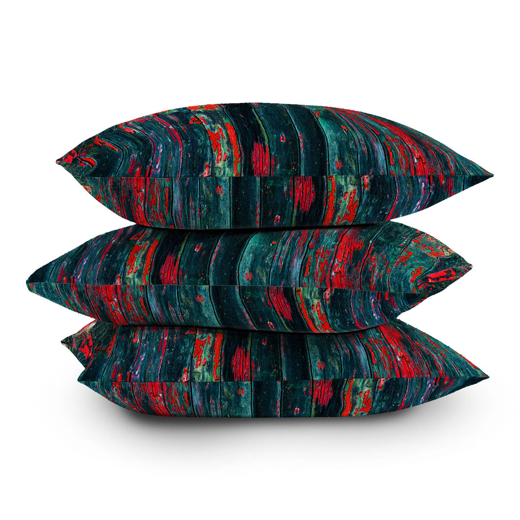 Red Splinters Throw Pillow Caleb Troy