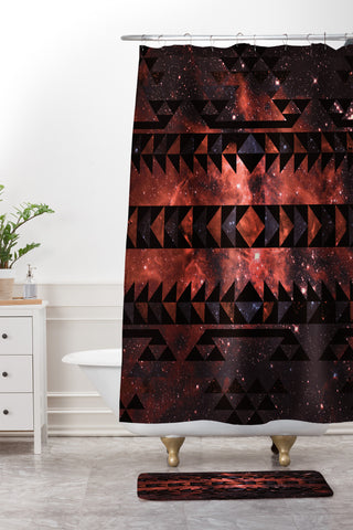 Caleb Troy Rusted Galaxy Tribal Shower Curtain And Mat