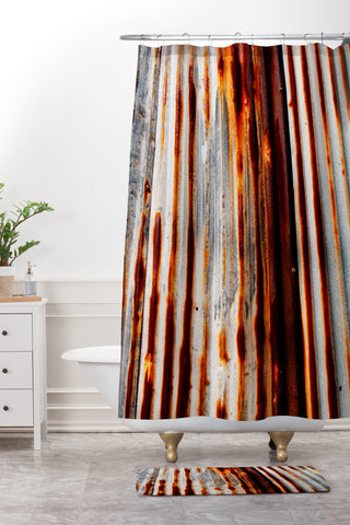 Caleb Troy Rusted Lines Shower Curtain And Mat