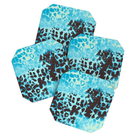 Caleb Troy Snow Leopard Coaster Set