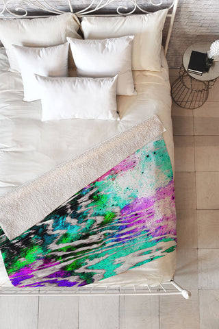 Caleb Troy Techno Zebra Stars 1 Fleece Throw Blanket