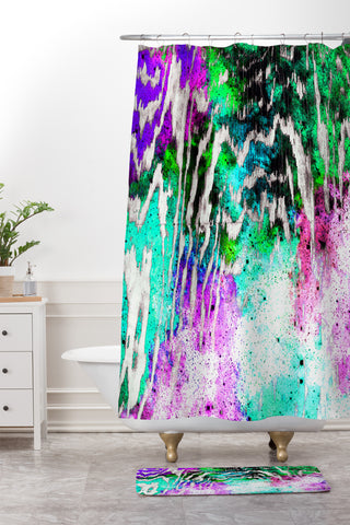 Caleb Troy Techno Zebra Stars 1 Shower Curtain And Mat