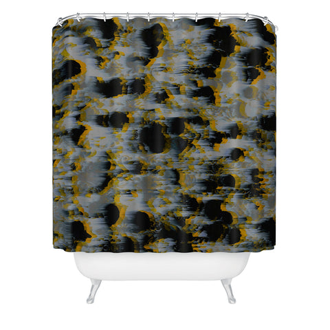 Caleb Troy Tossed Boulders Yellow Shower Curtain