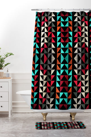 Caleb Troy Volted Triangles 02 Shower Curtain And Mat