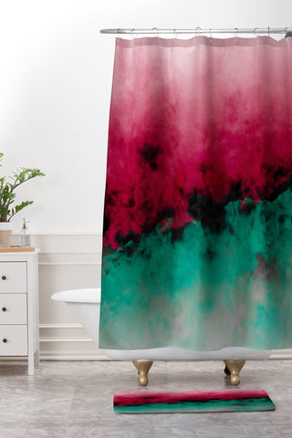 Caleb Troy Zero Visibility Poinsettia Ombre Shower Curtain And Mat