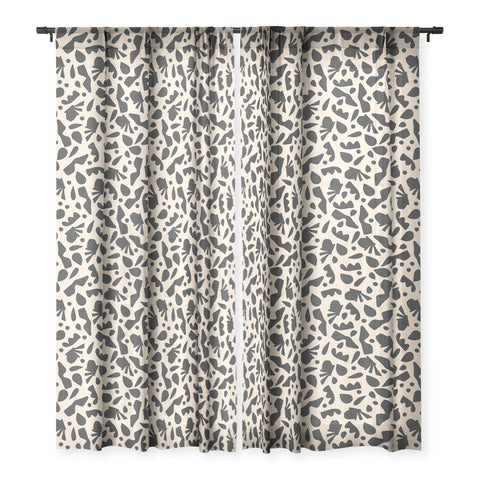 Caligrafica Happy Things Black and White Sheer Window Curtain