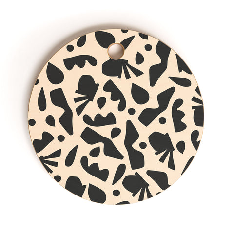 Caligrafica Happy Things Black and White Cutting Board Round