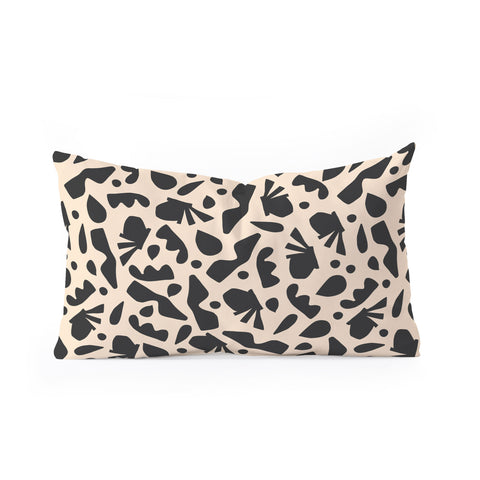 Caligrafica Happy Things Black and White Oblong Throw Pillow
