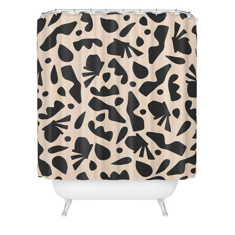 Caligrafica Happy Things Black and White Shower Curtain