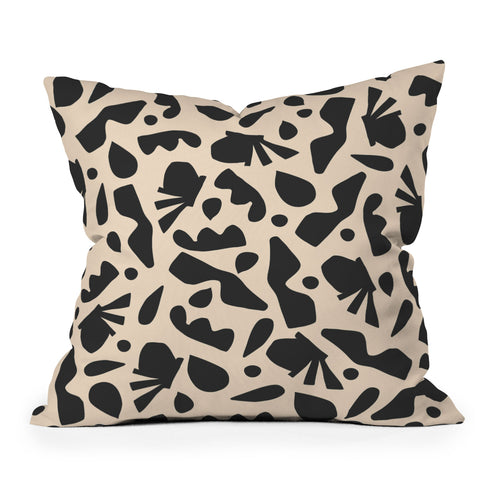 Caligrafica Happy Things Black and White Throw Pillow