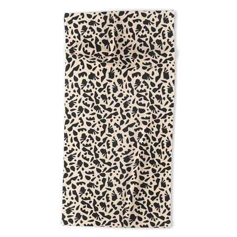 Caligrafica Happy Things Black and White Beach Towel