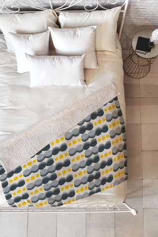 Caligrafica Uende Grayellow Fleece Throw Blanket