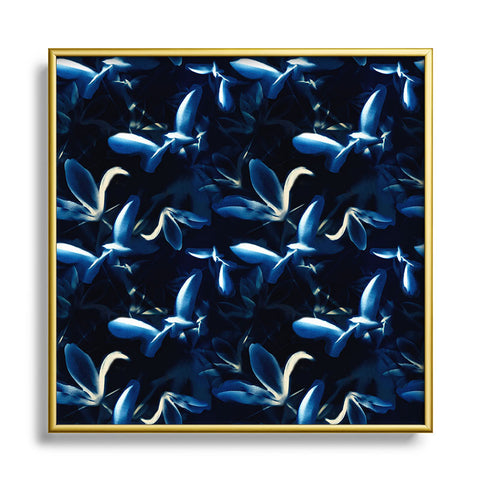 Camilla Foss Blueprint Flowers Metal Square Framed Art Print