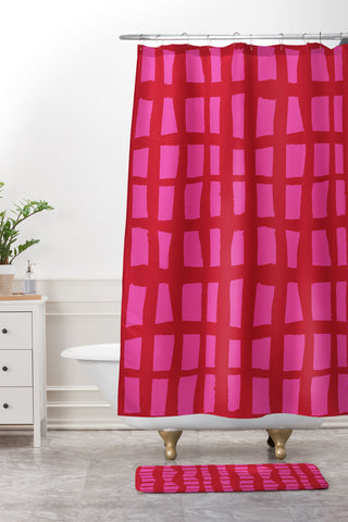 Camilla Foss Bold and Checkered Shower Curtain And Mat