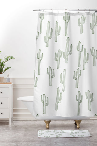 Camilla Foss Cactus only Shower Curtain And Mat