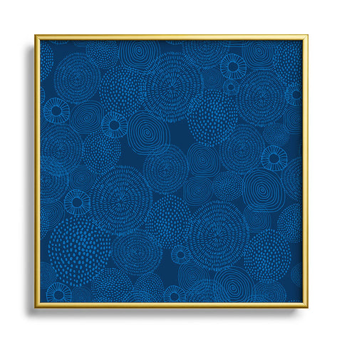 Camilla Foss Circles In Blue I Metal Square Framed Art Print