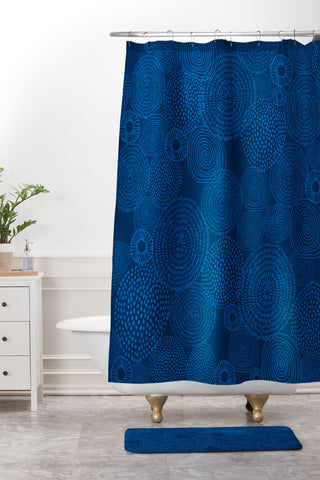 Camilla Foss Circles In Blue I Shower Curtain And Mat