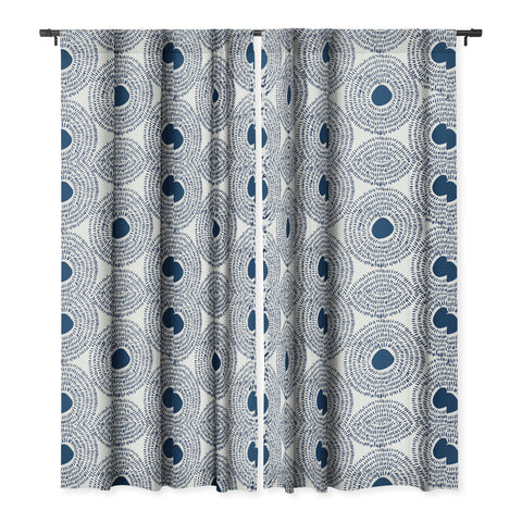Camilla Foss Circles In Blue II Blackout Window Curtain