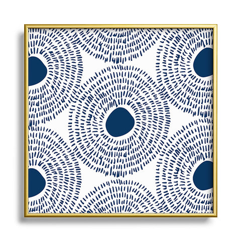 Camilla Foss Circles In Blue II Metal Square Framed Art Print