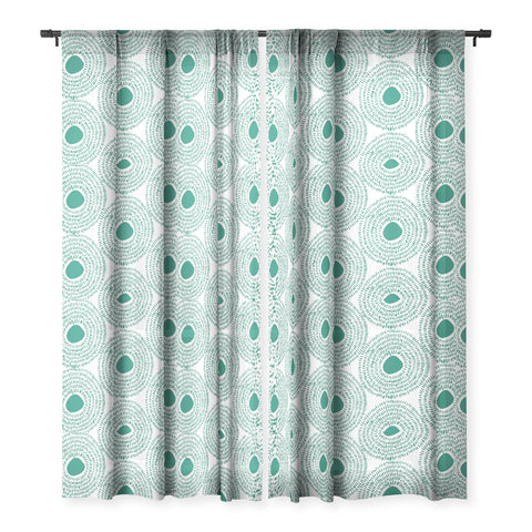 Camilla Foss Circles in Green II Sheer Window Curtain