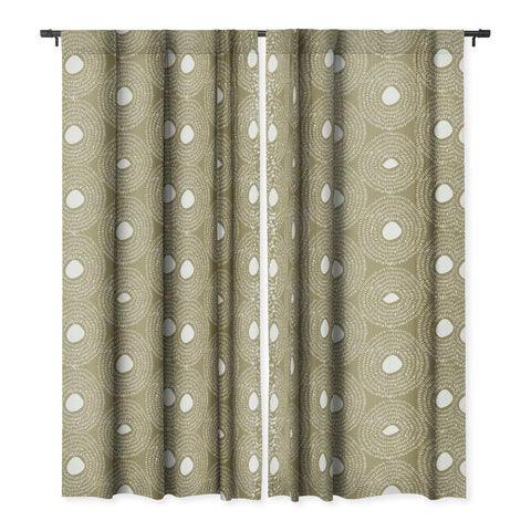 Camilla Foss Circles in Olive II Blackout Window Curtain